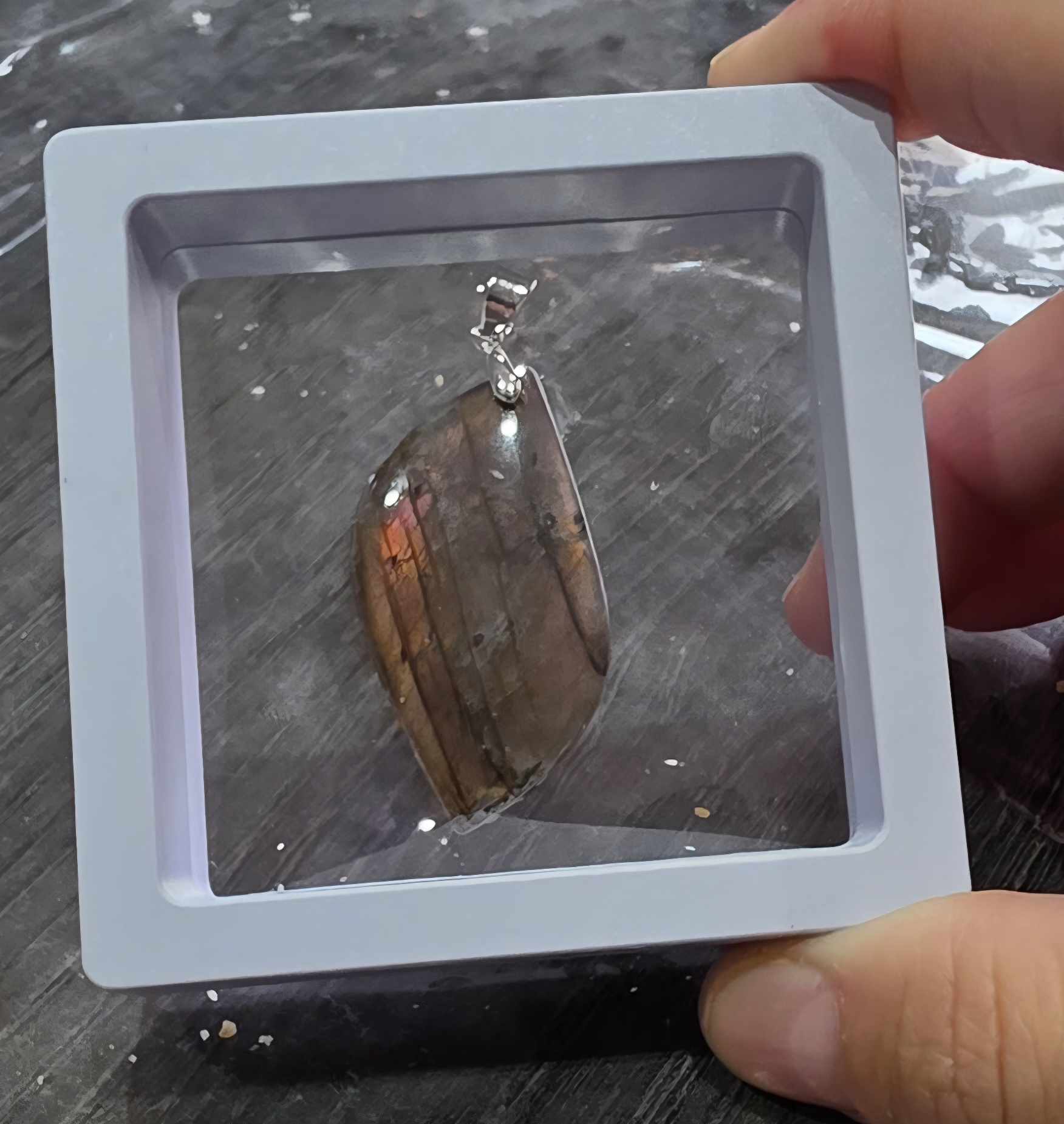 Pendentif en argent 925gr en Labradorite Rose